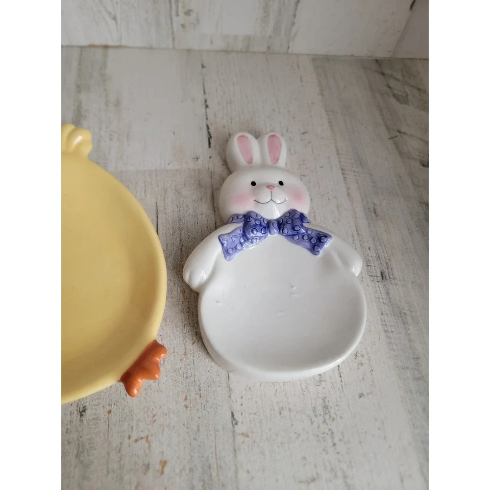 Easter soap dish rabbit chick ceramic unique Easter‎ spring bathroom decor set